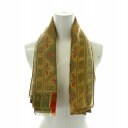 【中古】エトロ ETRO ストール バンダナ マフラー スカーフ 長方形 ウール シルク混 総柄 黄 イエロー 赤 レッド /MP ■GY18 レディース 【ベクトル 古着】 250603(4)