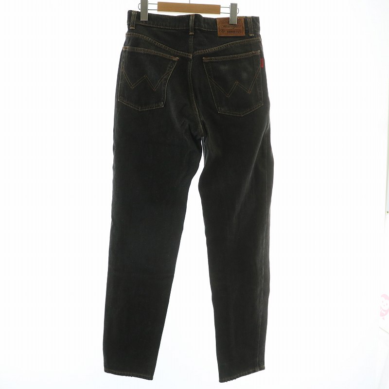 【中古】ラングラー WRANGLER デニムパンツ ジーンズ テーパード ユーズド加工 ジップフライ 32 黒 ブラック M1807-19 /XZ ■GY99 メンズ 【ベクトル 古着】 250528