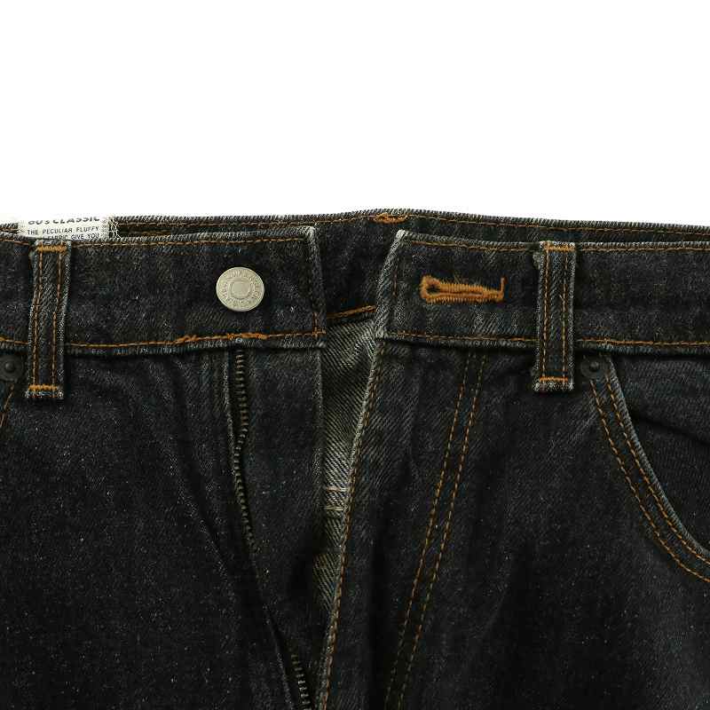 【中古】ラングラー WRANGLER デニムパンツ ジーンズ テーパード ユーズド加工 ジップフライ 32 黒 ブラック M1807-19 /XZ ■GY99 メンズ 【ベクトル 古着】 250528