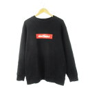 【中古】ワイルドシングス WILDTHINGS トレーナー スウェット クルーネック 丸首 長袖 ロゴプリント 裏毛 L 黒 ブラック /CK12 メンズ 【ベ...