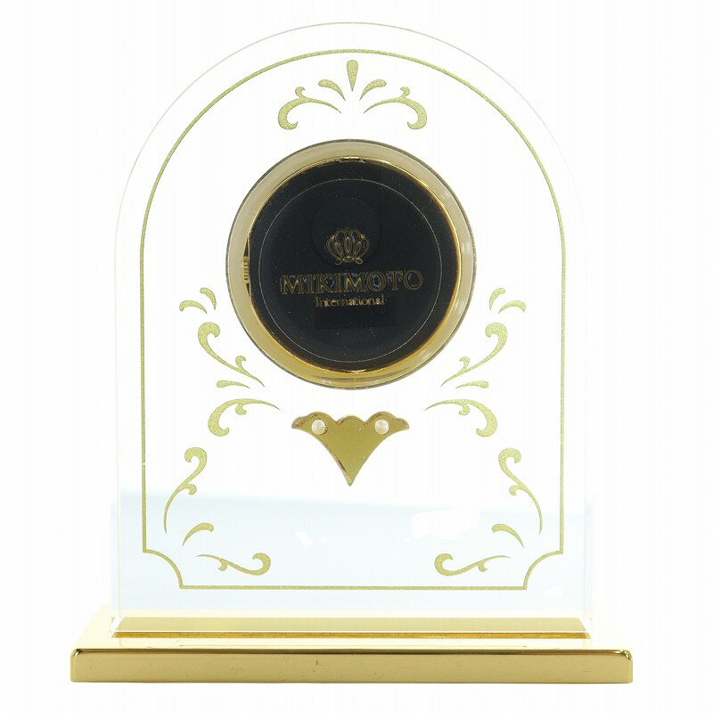 【中古】ミキモト MIKIMOTO 置時計 ウォッチ クォーツ パール ローマン クリア 白文字盤 ロゴ ゴールド色 ■GY11 /MQ その他 【ベクトル 古着】 250704