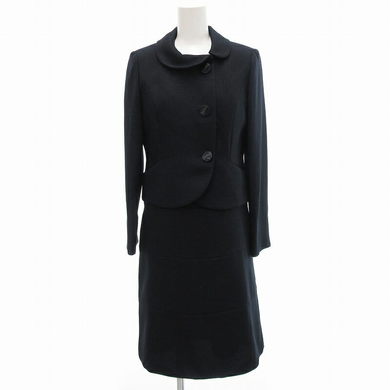 【中古】エマジェイムス EMMAJAMES セットアップ ジャケット ワンピース 半袖 ひざ丈 ラメ 9 紺 ネイビー /JS レディース 【ベクトル 古着】 ...