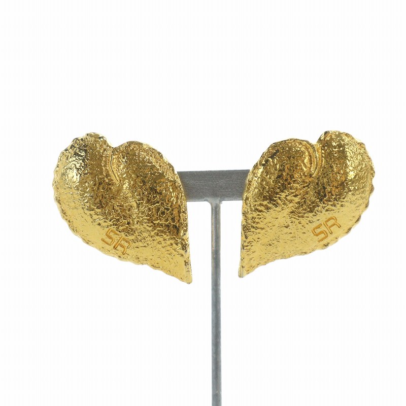 【中古】ソニアリキエル SONIA RYKIEL ヴィンテージ イヤリング アクセサリー クリップ式 両耳用 ロゴ 葉 リーフ ゴールドカラー 金色 ■GY18 /MQ レディース 【ベクトル 古着】 250621