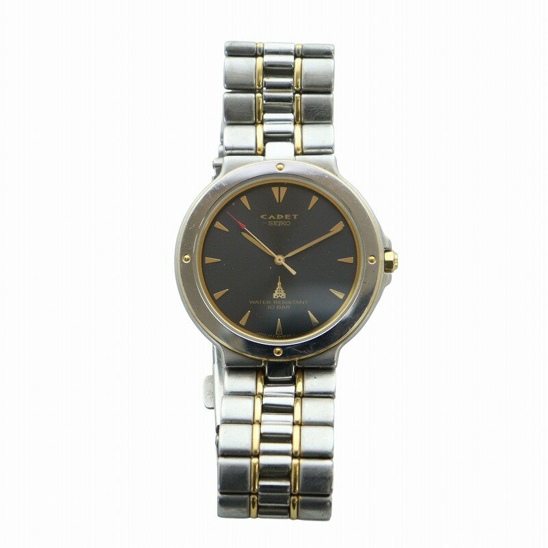 【中古】セイコー SEIKO カデット CADET 腕時計 ウォッチ クォーツ 黒文字盤 ロゴ シルバー色 5P31-6C60 ■GY11 /MQ メンズ 【ベクトル 古着】 250629