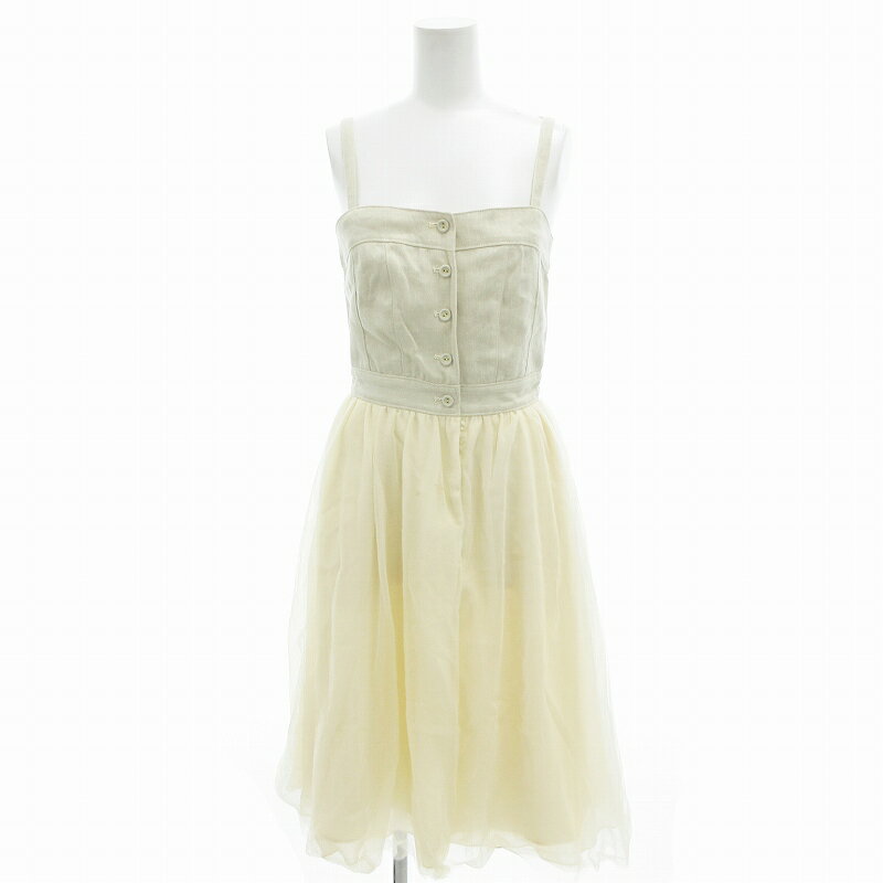 【中古】ジルスチュアート JILL STUART ルーセントドッキングコルセットワンピース リネン混 ノースリーブ ロング S ベージュ 125-0240602...