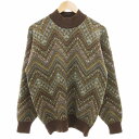 【中古】メンズティノラス MEN'S TENDAS ニット セーター 長袖 プルオーバー モックネック 総柄 ウール 茶 ブラウン /GV メンズ 【ベクトル 古着】 250628