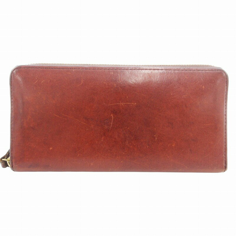 【中古】スロー&コー SLOW&Co 長財布 ウォレット ラウンドファスナー レザー 茶 ブラウン /GV メンズ 【ベクトル 古着】 250703