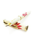 【中古】プラチナ PLATINUM 文房具 筆記用具 万年筆 細字 18K レザー ゴールド金具 花柄 和柄 筆記未確認 ベージュ 赤 レッド /MN2 ■GY...