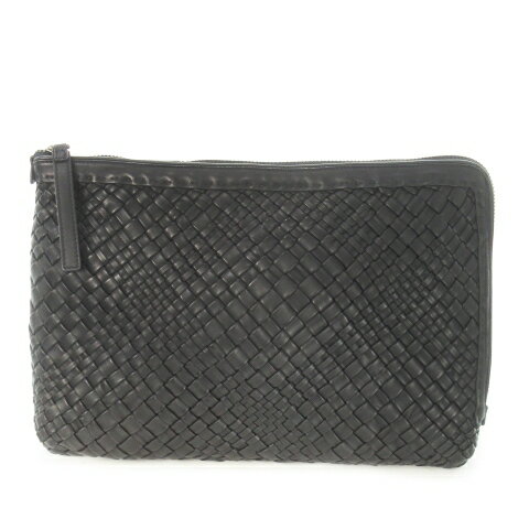 【中古】未使用品 ファロルニ FALORNI ITALIA クラッチバッグ レザー メッシュ 編み込み 本革 L字ファスナー 黒 ブラック /CK13 ■GY04 メンズ 【ベクトル 古着】 250708