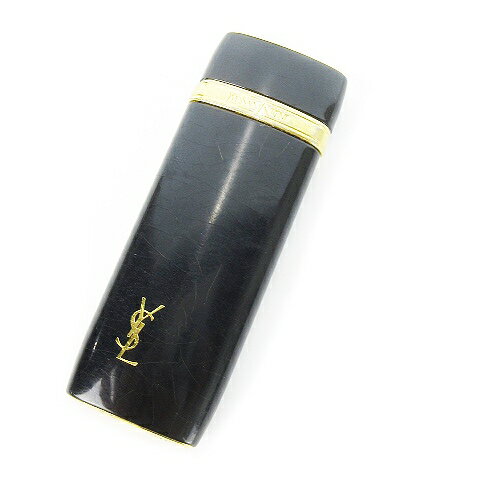 【中古】イヴサンローラン YVES SAINT LAURENT ライター 喫煙具 ガス ロゴ 火花確認済み ゴールドカラー 黒 ブラック /CK33 ■GY18...