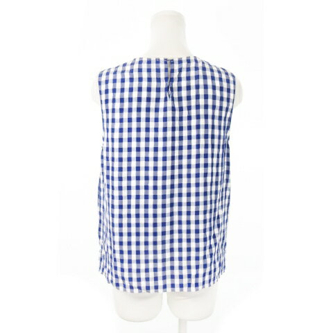 【中古】ユナイテッドアローズ UNITED ARROWS ブラウス ラウンドネック ノースリーブ チェック 青 ブルー 白 ホワイト /MN19 ■GY43 レディース 【ベクトル 古着】 250707