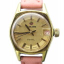 【中古】ラドー RADO ジャンク品 腕時計 ウォッチ クォーツ ロゴ カレンダー付き レザーベルト ゴールド色 1060452 ■GY18 /MQ レディース 【ベクトル 古着】 250804