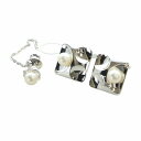 【中古】ミキモト MIKIMOTO タイタック カフスボタン セット パール 真珠 スクエア ロゴ 7mm シルバー色 ■GY18 /MQ メンズ 【ベクトル ...