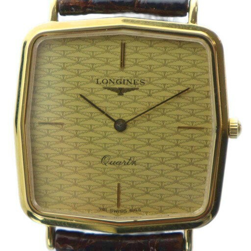 【中古】ロンジン LONGINES ジャンク品 761 SWISS 6144 腕時計 ウォッチ クォーツ レザーベルト スクエア ゴールドカラー 金色 ■GY11 /MQ メンズ 【ベクトル 古着】 251003
