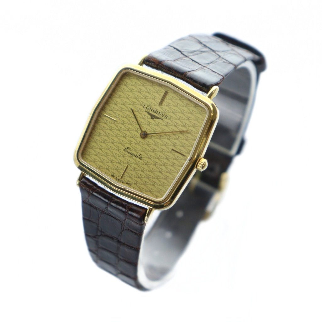 【中古】ロンジン LONGINES ジャンク品 761 SWISS 6144 腕時計 ウォッチ クォーツ レザーベルト スクエア ゴールドカラー 金色 ■GY11 /MQ メンズ 【ベクトル 古着】 251003
