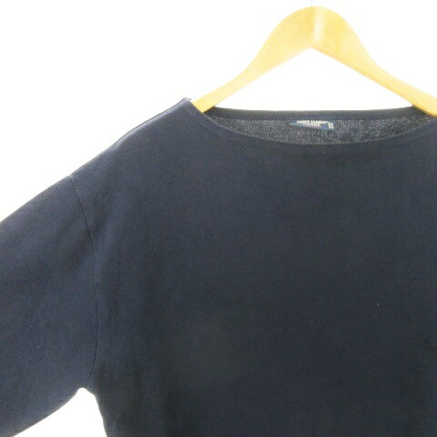 【中古】セントジェームス SAINT JAMES バスクシャツ カットソー ロンT トレーナー ボートネック 長袖 コットン 7 XL 紺 ネイビー /AH3 ■GY18 メンズ 【ベクトル 古着】 250711