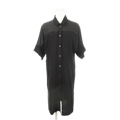 【中古】ランバンオンブルー LANVIN en Bleu ワンピース シャツワンピ ひざ丈 五分袖 シアー 切り替え 38 M 黒 ブラック /AH13 ■GY19 レディース 【ベクトル 古着】 250724 【中古】ランバンオンブルー LANVIN en Bleu ワンピース シャツワンピ ひざ丈 五分袖 シアー 切り替え 38 M 黒 ブラック /AH13 ■GY19 レディース 【ベクトル 古着】 250724