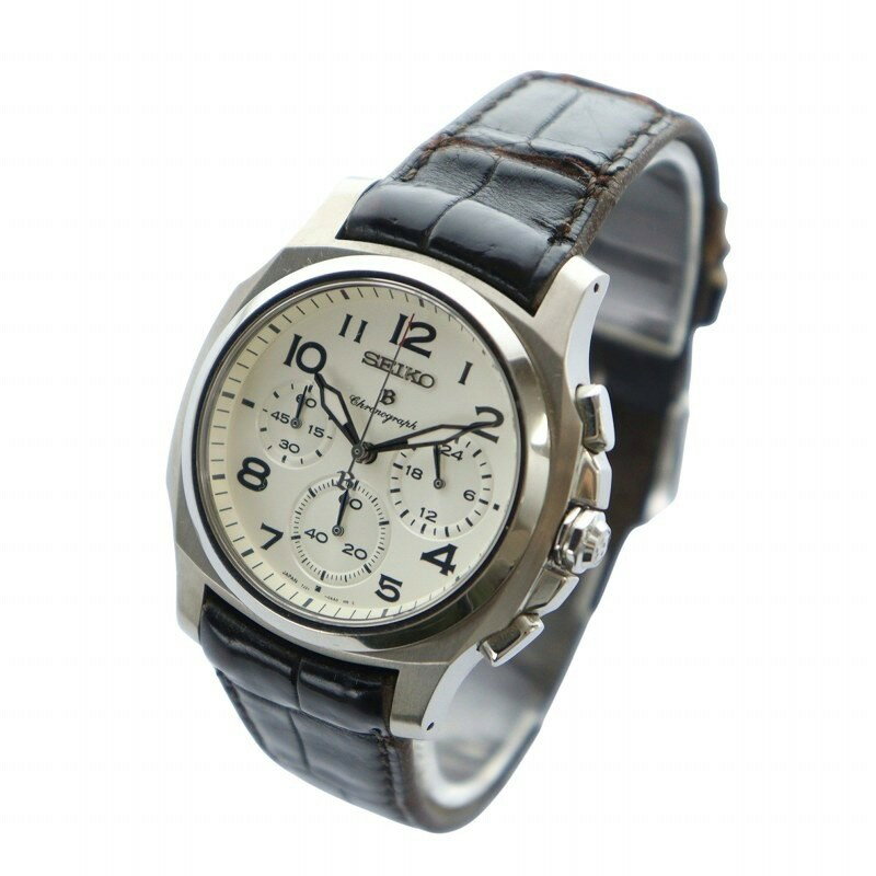 【中古】セイコー SEIKO ブライツ アドバン クロノグラフ 腕時計 ウォッチ クォーツ チタン レザーベルト シルバー色 白文字盤 7J21-0AA0【ベクトル 古着】 250812