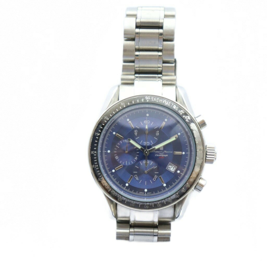 【中古】サルバトーレマーラ Salvatore Marra 腕時計 ウォッチ クロノグラフ カレンダー付き クォーツ 青文字盤 シルバー色 SM-6004 ■GY18 /MQ メンズ 【ベクトル 古着】 250822