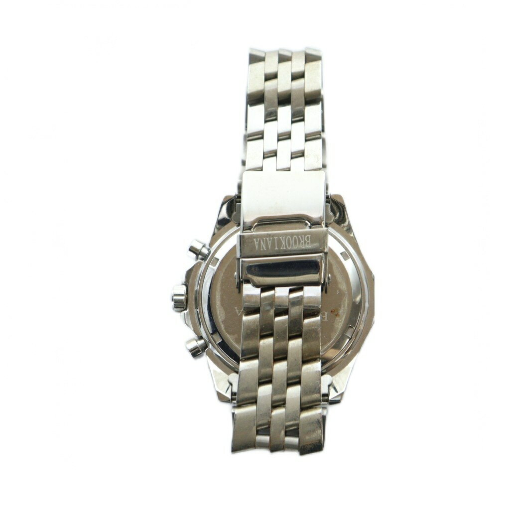 【中古】ブルッキアーナ BROOKIANA NYC ジャンク品 腕時計 ウォッチ クォーツ クロノグラフ カレンダー付き 黒文字盤 シルバー色 BA-1622 ■GY18 /MQ メンズ 【ベクトル 古着】 250826