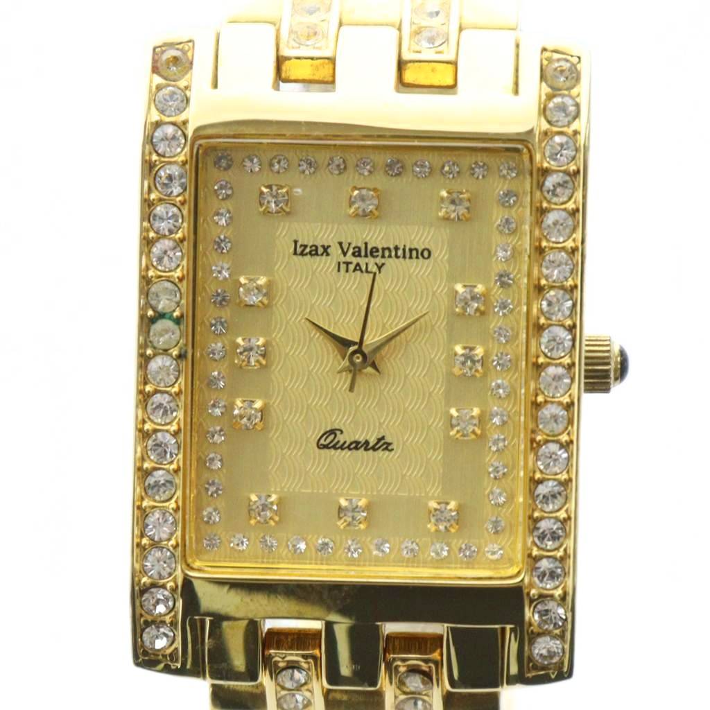 【中古】アイザックバレンチノ IZAX VALENTINO 腕時計 ウォッチ クォーツ スクエア ラインストーン ゴールド色 IVG-7000-4 ■GY11 /MQ レディース 【ベクトル 古着】 250910