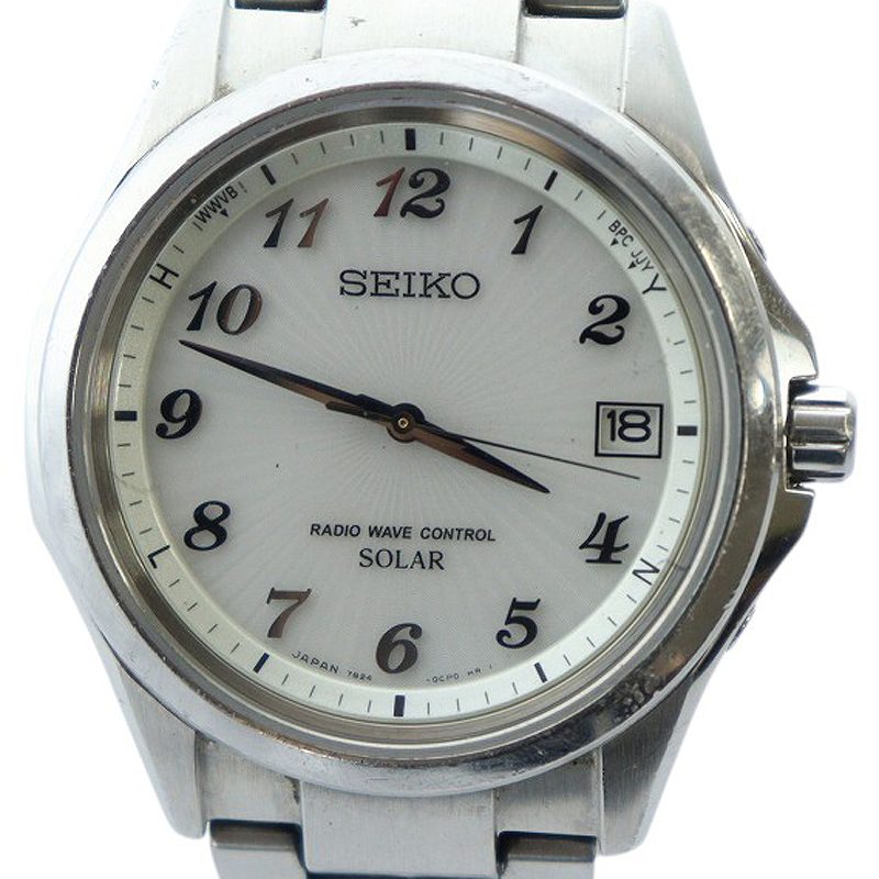 【中古】セイコー SEIKO ブライツ 腕時計 ウォッチ ソーラー デイト カレンダー付き 白文字盤 ロゴ シルバー色 7B24-0BN0 ■GY18 /MQ メンズ 【ベクトル 古着】 250719