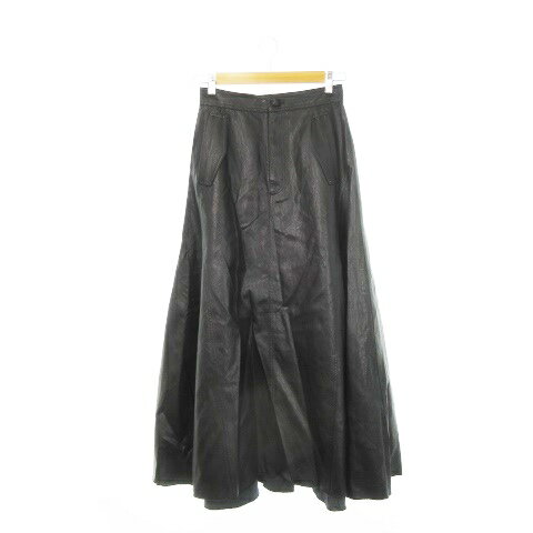【中古】ダブルスタンダードクロージング ダブスタ DOUBLE STANDARD CLOTHING ロングフレアスカート フェイクレザー 薄手 黒 ブラック /AH17 ■GY99 レディース 【ベクトル 古着】 250804