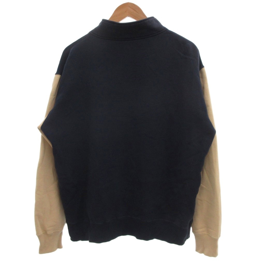 【中古】チャンピオン CHAMPION スウェット トレーナー ハーフジップ L 紺 ネイビー ベージュ /NU メンズ 【ベクトル 古着】 250909