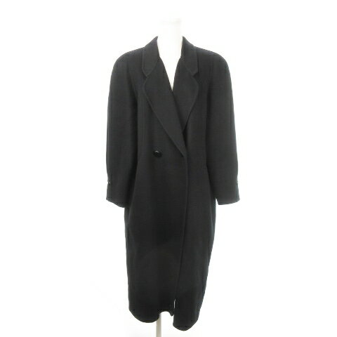 【中古】CRE SS IDA チェスターコート ロング ダブル カシミヤ 背抜き タック 黒 ブラック /MN10 ■GY44 レディース 【ベクトル 古着】 250812