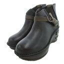 【中古】ヒナデイグリーン ショートブーツ ブーティ サイドゴア ストラップ ラウンドトゥ L 黒 /UO ■GY44 レディース 【ベクトル 古着】 250806