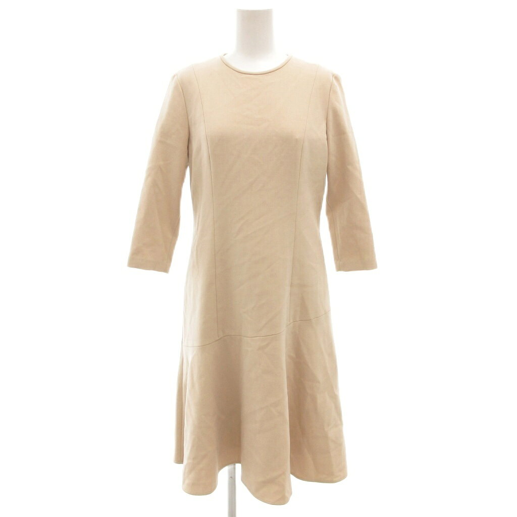 【中古】未使用品 アナイ ANAYI タグ付き 19SS ワンピース 七分袖 ひざ丈 フレア 38 ベージュ /GV ■GY19 レディース 【ベクトル 古着】 250819