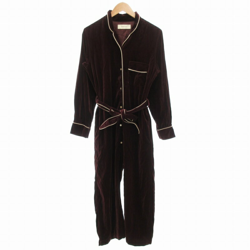 【中古】ライト WRYHT ナイトスーツ NIGHT SUITS ベロアオールインワン つなぎ 長袖 ベルトリボン 1 ワインレッド 192WT-DR01 /GV ■GY19 メンズ 【ベクトル 古着】 250816