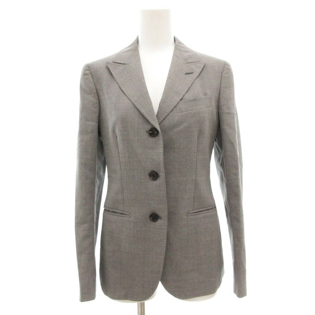 【中古】トネッロ TONELLO テーラードジャケット ブレザー シングル ピークドラペル 3B センターベント 背抜き 38 グレー /GV ■GY18 レディース 【ベクトル 古着】 250819