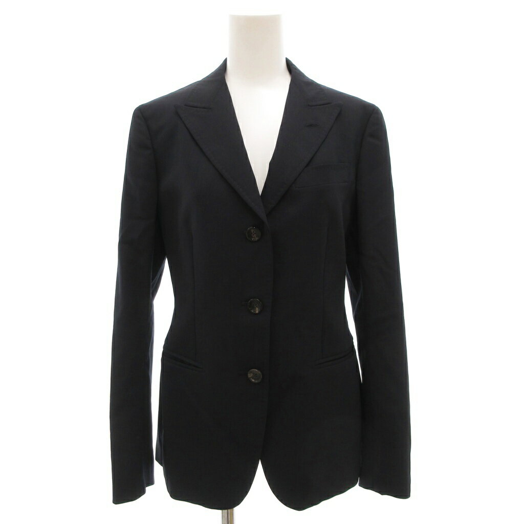【中古】トネッロ TONELLO テーラードジャケット ブレザー シングル 3B ピークドラペル 背抜き センターベント 40 紺 ネイビー /GV ■GY18 レディース 【ベクトル 古着】 250818