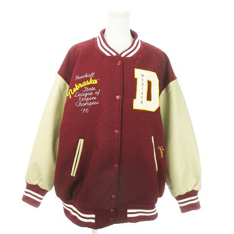 【中古】ロデオクラウンズ Rodeo Crowns Weekends LEAGUE STADIUM ジャケット スタジャン 中綿 サガラ刺繍 切替 フェイクレザー F 赤 ワイン 420FAR30-054V /AO3 レディース 【ベクトル 古着】 250825(4)