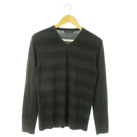 【中古】セオリー Theory ニット セーター Vネック 長袖 ボーダー 36 S グレー /AO9 メンズ 【ベクトル 古着】 250827