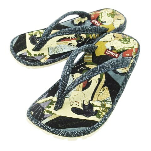 【中古】エドウィン EDWIN 雪駄 草履 トングサンダル 鼻緒 ファブリック プリント 浮世絵 歌舞伎 東洲斎写楽 M 青 ブルー /CK23 ■GY13 メンズ 【ベクトル 古着】 250826