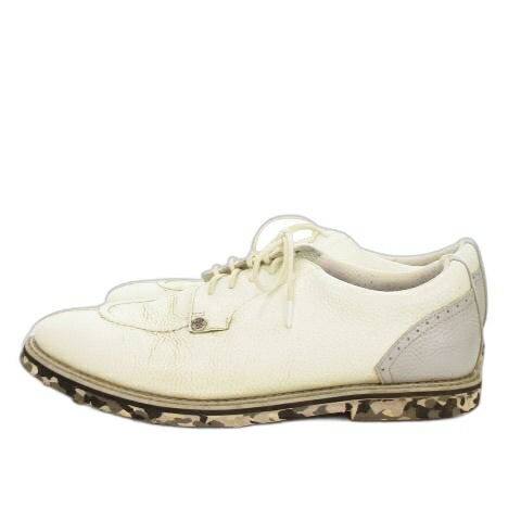 【中古】ジーフォア G/FORE ゴルフシューズ スパイク レザー シボ革 Uチップ ロゴ ワンポイント カモフ..