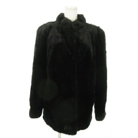 【中古】ノーブランド ファーコート ショート丈 ブラックミンクファー 毛皮 大きいサイズ 15 黒 ブラック /AO8 ■GY18 レディース 【ベクトル 古着】 250908