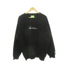【中古】ハフ HUF ニット セーター クルーネック 長袖 刺繍 ウール混 厚手 L 黒 ブラック /AH25 ■GY01 メンズ 【ベクトル 古着】 250909|詳細画像