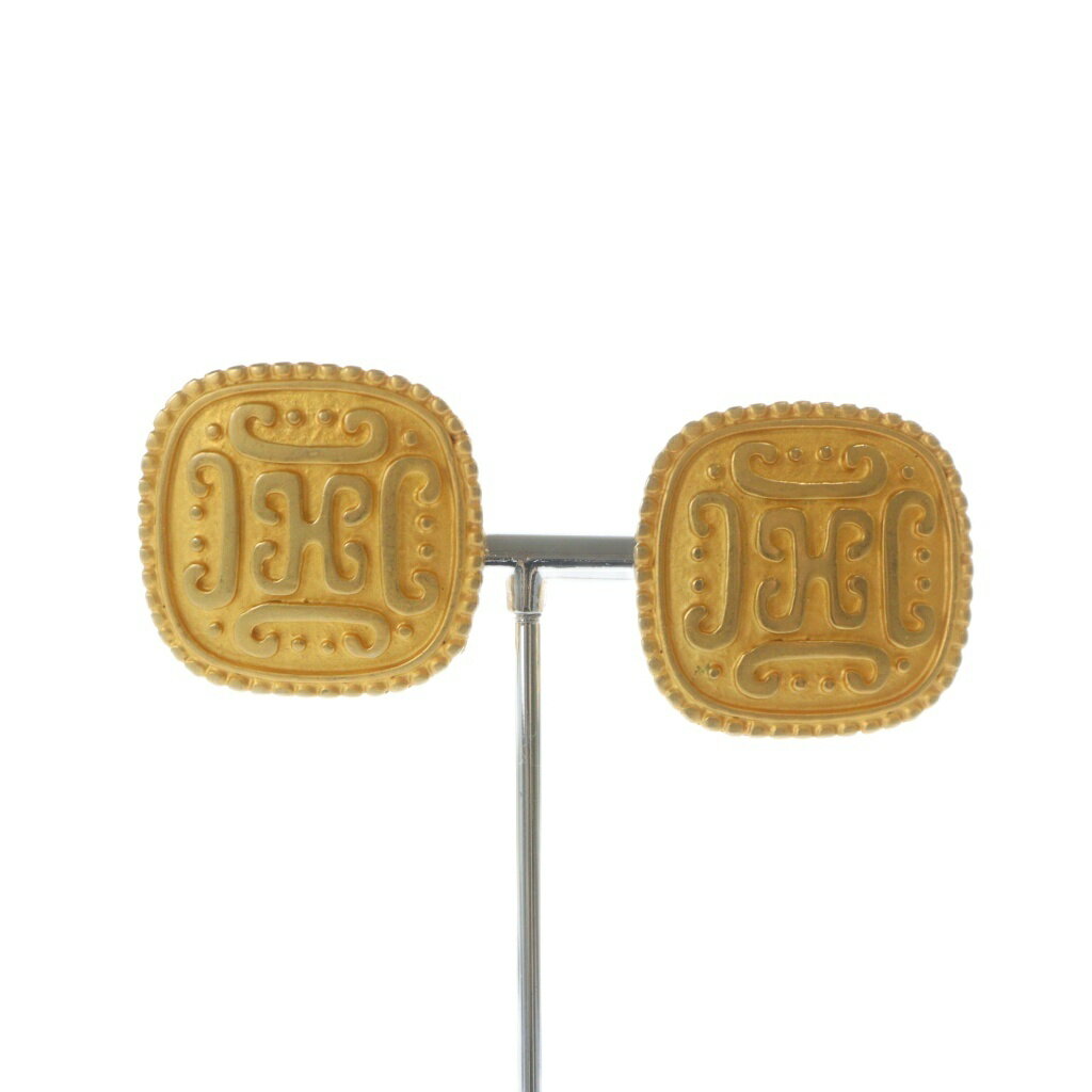 【中古】ヴェルサーチ ヴェルサーチェ VERSACE イヤリング アクセサリー 両耳用 クリップ式 ロゴ スク..