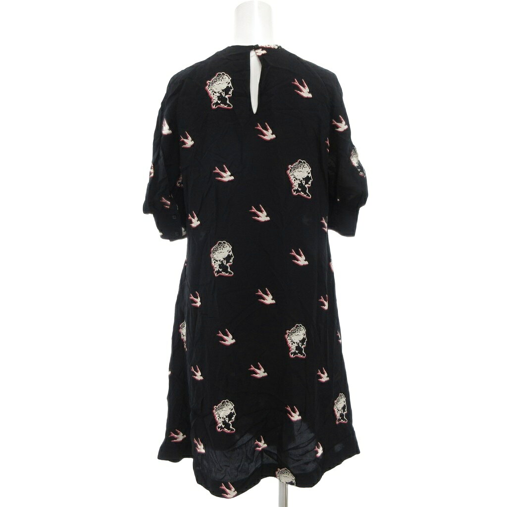 【中古】マッキュー McQ ワンピース ロング丈 五分袖 総柄 34 黒 ブラック ■GY19 レディース 【ベクトル 古着】 250903 2