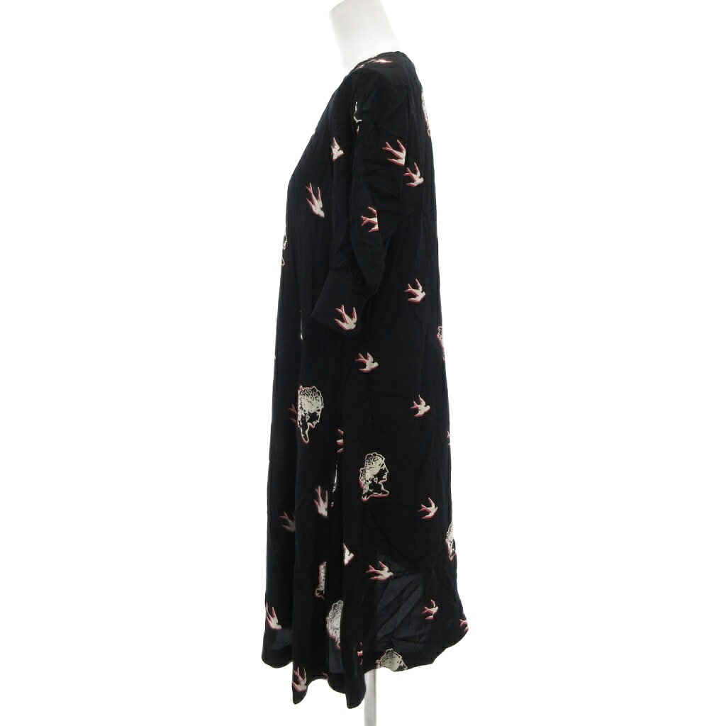 【中古】マッキュー McQ ワンピース ロング丈 五分袖 総柄 34 黒 ブラック ■GY19 レディース 【ベクトル 古着】 250903 3