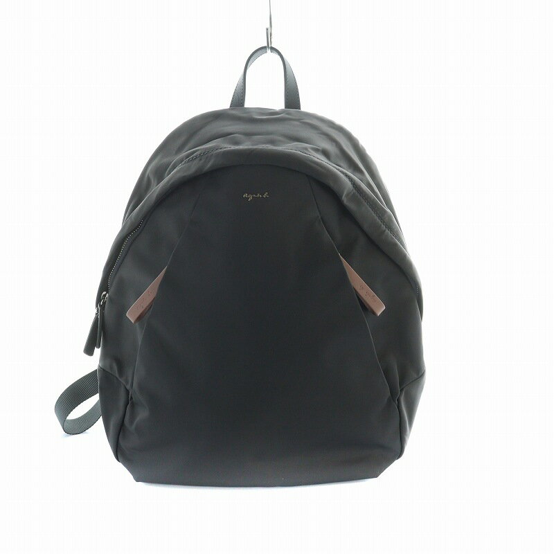 【中古】アニエスベー agnes b. リュックサック デイバッグ バックパック ナイロン ロゴ グレー 0AS14-..