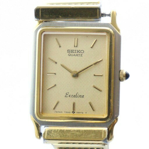 【中古】セイコー SEIKO Exceline エクセリーヌ 腕時計 ウォッチ クォーツ スクエア ロゴ ゴールドカラー 金色 7320-6020 ■GY18 /MQ レディース 【ベクトル 古着】 250929(2)