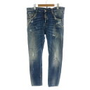 【中古】ディースクエアード DSQUARED2 SKATER jeans デニムパンツ ジーンズ ジーパン Gパン ダメージ加工 USED加工 ペンキ クラッシュ 48 M インディゴブルー S71LB0593 /MP ■GY18 メンズ 【ベクトル 古着】 250915