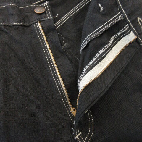 【中古】ディッキーズ Dickies ペインターパンツ ワークパンツ ロングクロッチ ストレート ステッチ ロゴ 29×34 黒 ブラック /MN18 メンズ 【ベクトル 古着】 250930