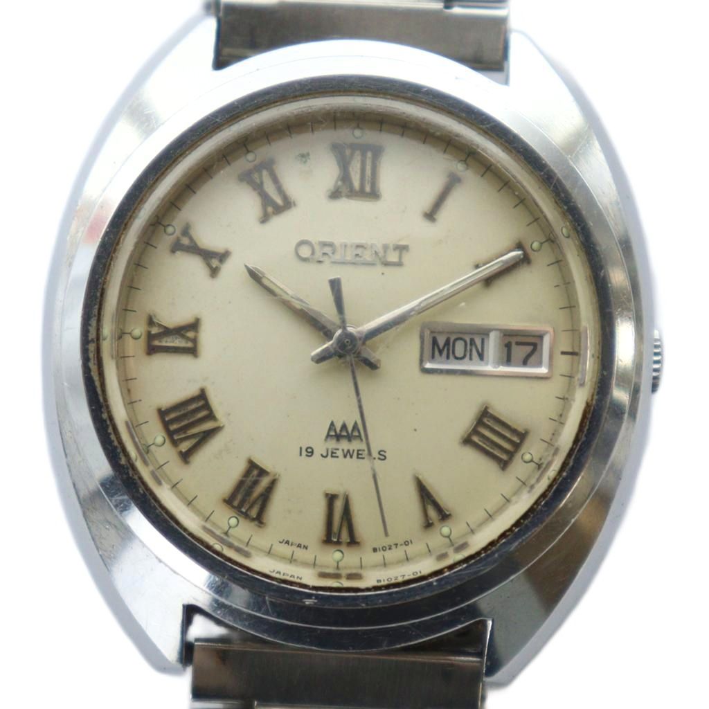 【中古】オリエント ORIENT 腕時計 ウォッチ 自動巻き カレンダー付き デイト ローマン 19石 シルバー色 G31910-70 ■GY11 /MQ メンズ 【ベクトル 古着】 250919