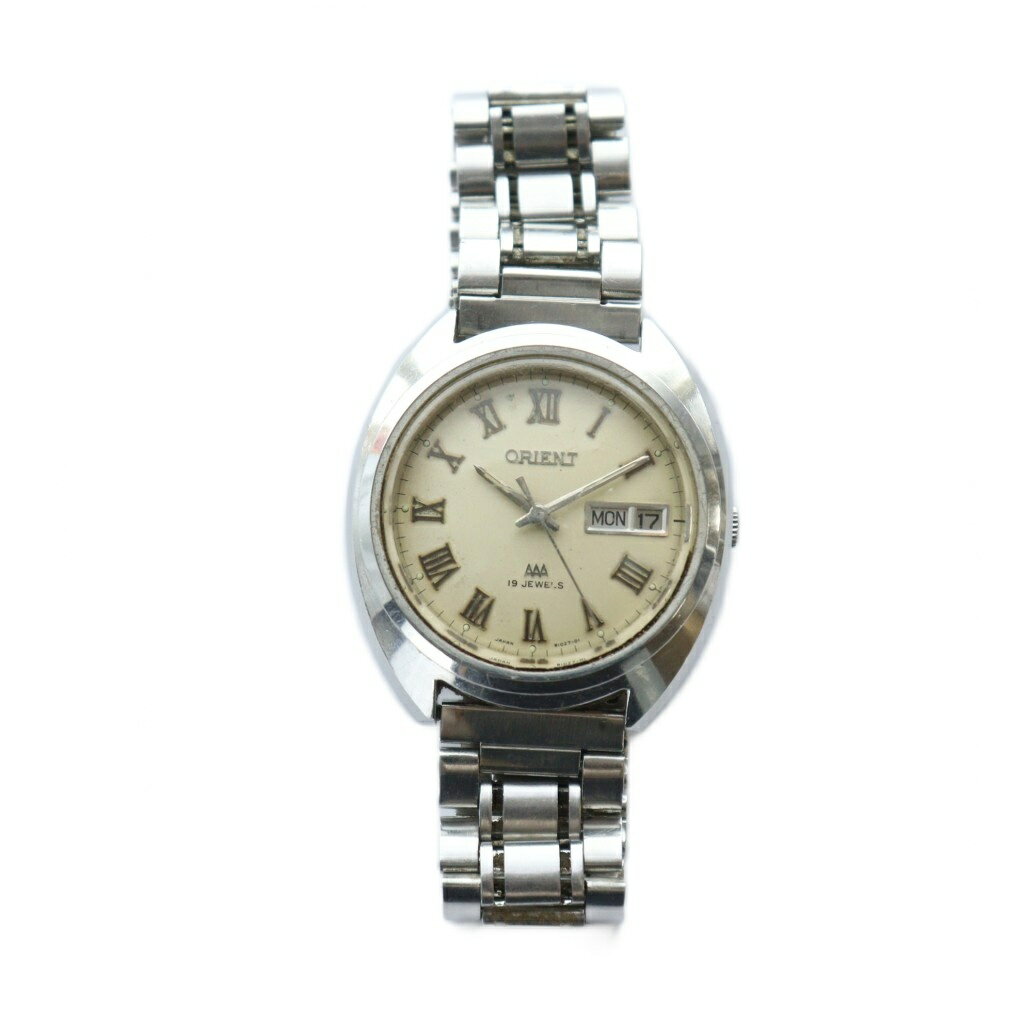 【中古】オリエント ORIENT 腕時計 ウォッチ 自動巻き カレンダー付き デイト ローマン 19石 シルバー色 G31910-70 ■GY11 /MQ メンズ 【ベクトル 古着】 250919