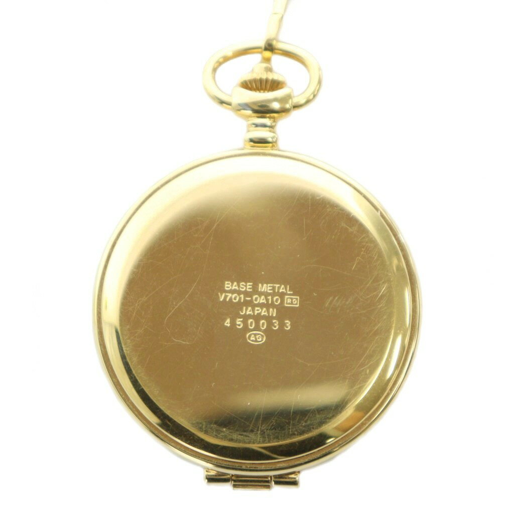 【中古】セイコー SEIKO ALBA アルバ V701-0A10 懐中時計 ウォッチ アナログ クォーツ 白文字盤 ゴールド色 ■GY18 /MQ その他 【ベクトル 古着】 251019